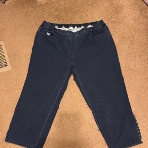 Quacker Factory Dark Blue Capris with Embellished Hem